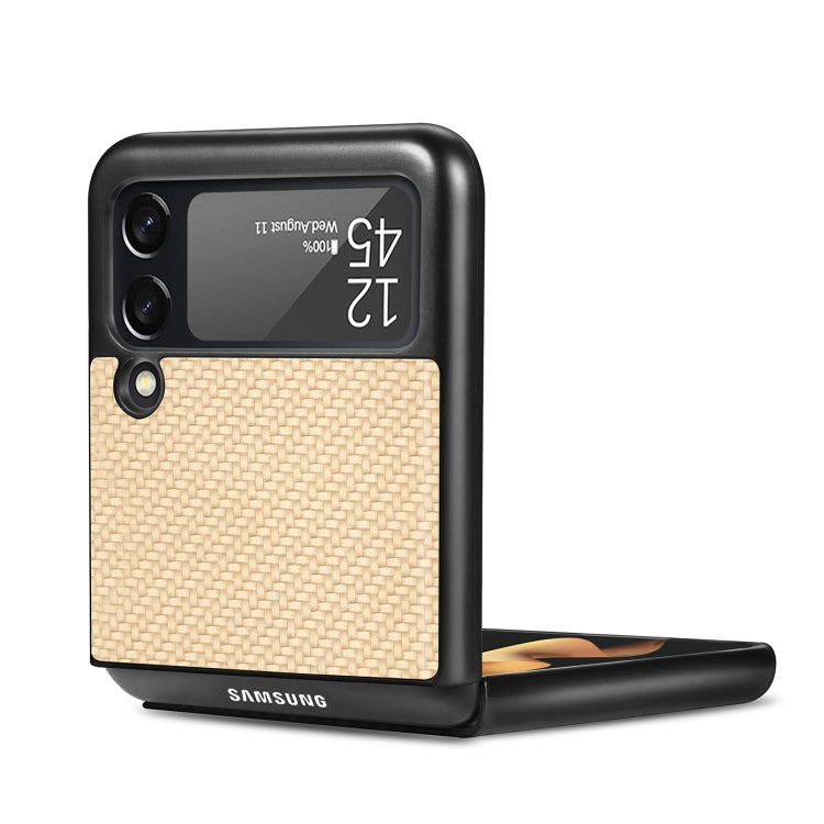 For Samsung Galaxy Z Flip3 5G Cross Pattern Slim PC Protective Case(Yellow)