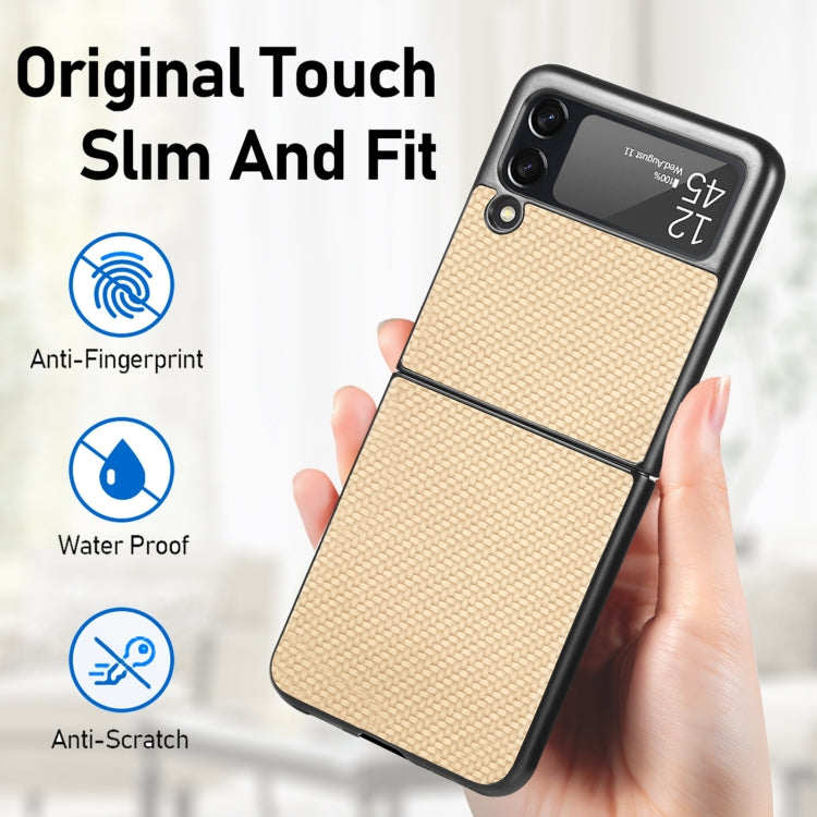 For Samsung Galaxy Z Flip3 5G Cross Pattern Slim PC Protective Case(Yellow)