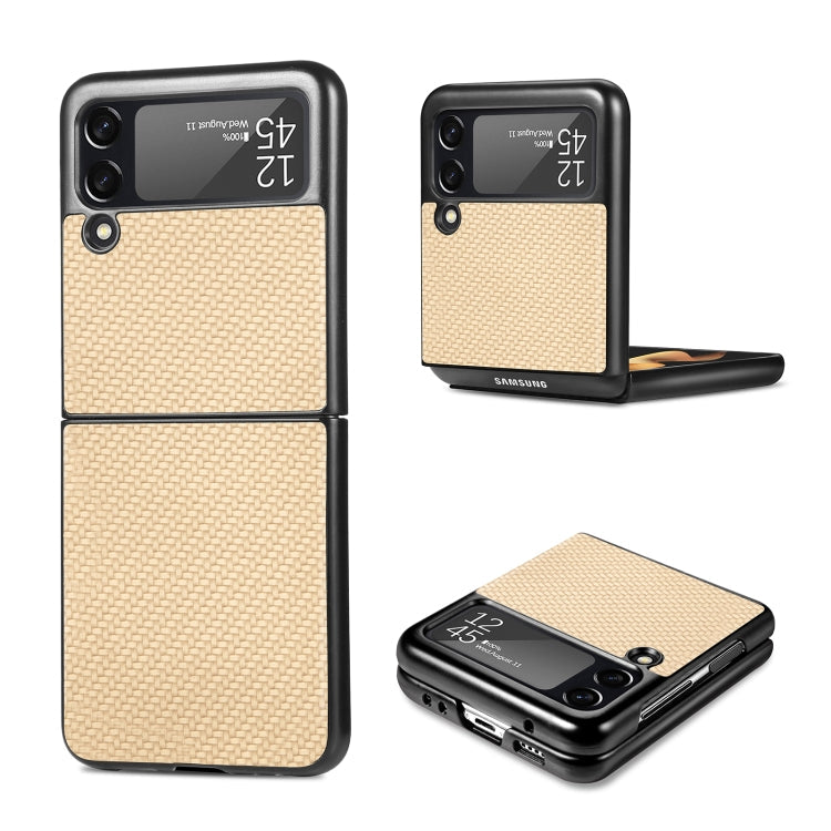 For Samsung Galaxy Z Flip3 5G Cross Pattern Slim PC Protective Case(Yellow)