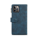 Retro Frosted Horizontal Flip Leather Case with Holder & Card Slot & Wallet & Zipper Pocket & Lanyard For iPhone 13 Pro Max(Deep Green)