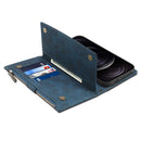 Retro Frosted Horizontal Flip Leather Case with Holder & Card Slot & Wallet & Zipper Pocket & Lanyard For iPhone 13 Pro Max(Deep Green)