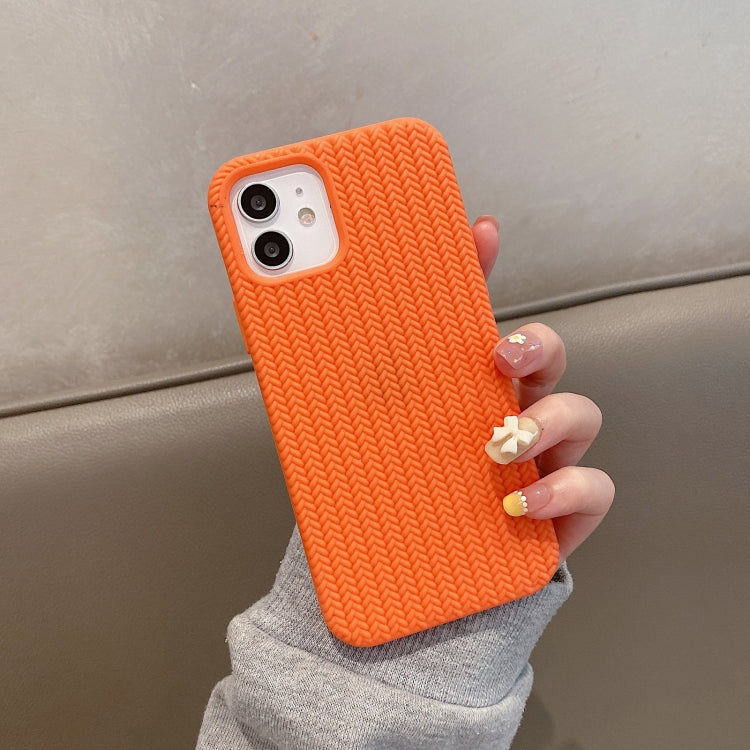 Herringbone Texture Silicone Protective Case For iPhone 13(Orange)
