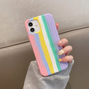 Herringbone Texture Silicone Protective Case For iPhone 13(Rainbow Pink)