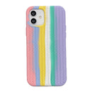 Herringbone Texture Silicone Protective Case For iPhone 13(Rainbow Pink)