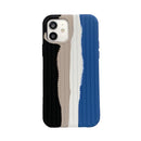 Herringbone Texture Silicone Protective Case For iPhone 13(Rainbow Black)