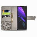 For Samsung Galaxy Z Fold3 5G Butterfly Love Flowers Embossed Horizontal Flip Leather Case with Holder & Card Slots & Wallet & Lanyard(Grey)