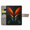 For Samsung Galaxy Z Fold3 5G Butterfly Love Flowers Embossed Horizontal Flip Leather Case with Holder & Card Slots & Wallet & Lanyard(Grey)