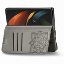 For Samsung Galaxy Z Fold3 5G Butterfly Love Flowers Embossed Horizontal Flip Leather Case with Holder & Card Slots & Wallet & Lanyard(Grey)