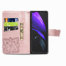 For Samsung Galaxy Z Fold3 5G Butterfly Love Flowers Embossed Horizontal Flip Leather Case with Holder & Card Slots & Wallet & Lanyard(Rose Gold)