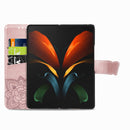 For Samsung Galaxy Z Fold3 5G Butterfly Love Flowers Embossed Horizontal Flip Leather Case with Holder & Card Slots & Wallet & Lanyard(Rose Gold)