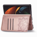 For Samsung Galaxy Z Fold3 5G Butterfly Love Flowers Embossed Horizontal Flip Leather Case with Holder & Card Slots & Wallet & Lanyard(Rose Gold)