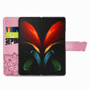 For Samsung Galaxy Z Fold3 5G Butterfly Love Flowers Embossed Horizontal Flip Leather Case with Holder & Card Slots & Wallet & Lanyard(Pink)