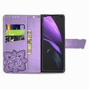 For Samsung Galaxy Z Fold3 5G Butterfly Love Flowers Embossed Horizontal Flip Leather Case with Holder & Card Slots & Wallet & Lanyard(Light Purple)