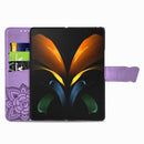 For Samsung Galaxy Z Fold3 5G Butterfly Love Flowers Embossed Horizontal Flip Leather Case with Holder & Card Slots & Wallet & Lanyard(Light Purple)
