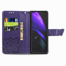 For Samsung Galaxy Z Fold3 5G Butterfly Love Flowers Embossed Horizontal Flip Leather Case with Holder & Card Slots & Wallet & Lanyard(Dark Purple)
