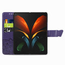 For Samsung Galaxy Z Fold3 5G Butterfly Love Flowers Embossed Horizontal Flip Leather Case with Holder & Card Slots & Wallet & Lanyard(Dark Purple)