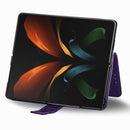 For Samsung Galaxy Z Fold3 5G Butterfly Love Flowers Embossed Horizontal Flip Leather Case with Holder & Card Slots & Wallet & Lanyard(Dark Purple)