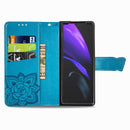 For Samsung Galaxy Z Fold3 5G Butterfly Love Flowers Embossed Horizontal Flip Leather Case with Holder & Card Slots & Wallet & Lanyard(Blue)