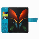 For Samsung Galaxy Z Fold3 5G Butterfly Love Flowers Embossed Horizontal Flip Leather Case with Holder & Card Slots & Wallet & Lanyard(Blue)
