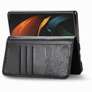 For Samsung Galaxy Z Fold3 5G Butterfly Love Flowers Embossed Horizontal Flip Leather Case with Holder & Card Slots & Wallet & Lanyard(Black)
