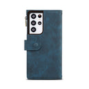 For Samsung Galaxy S21 Ultra 5G Retro Frosted Horizontal Flip Leather Case with Holder & Card Slot & Wallet & Zipper Pocket & Lanyard(Deep Green)