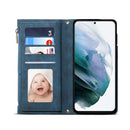 For Samsung Galaxy S21 Ultra 5G Retro Frosted Horizontal Flip Leather Case with Holder & Card Slot & Wallet & Zipper Pocket & Lanyard(Deep Green)