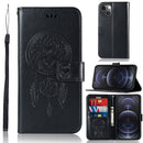 Wind Chime Owl Embossing Pattern Horizontal Flip Leather Case with Holder & Card Slots & Wallet For iPhone 13(Black)