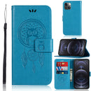 Wind Chime Owl Embossing Pattern Horizontal Flip Leather Case with Holder & Card Slots & Wallet For iPhone 13(Blue)