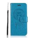 Wind Chime Owl Embossing Pattern Horizontal Flip Leather Case with Holder & Card Slots & Wallet For iPhone 13(Blue)