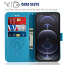 Wind Chime Owl Embossing Pattern Horizontal Flip Leather Case with Holder & Card Slots & Wallet For iPhone 13(Blue)