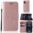 Wind Chime Owl Embossing Pattern Horizontal Flip Leather Case with Holder & Card Slots & Wallet For iPhone 13(Rose Gold)