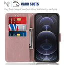 Wind Chime Owl Embossing Pattern Horizontal Flip Leather Case with Holder & Card Slots & Wallet For iPhone 13(Rose Gold)