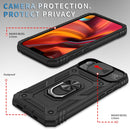 For iPhone 13 mini Sliding Camera Cover Design TPU + PC Protective Case with 360 Degree Rotating Holder & Card Slot (Black+Black)