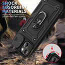 For iPhone 13 mini Sliding Camera Cover Design TPU + PC Protective Case with 360 Degree Rotating Holder & Card Slot (Black+Black)
