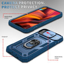 Sliding Camera Cover Design TPU + PC Protective Case with 360 Degree Rotating Holder & Card Slot For iPhone 13(Blue+Blue)