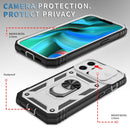Sliding Camera Cover Design TPU + PC Protective Case with 360 Degree Rotating Holder & Card Slot For iPhone 13 Pro Max(White+Black)