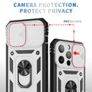Sliding Camera Cover Design TPU + PC Protective Case with 360 Degree Rotating Holder & Card Slot For iPhone 13 Pro Max(White+Black)