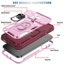 Sliding Camera Cover Design TPU + PC Protective Case with 360 Degree Rotating Holder & Card Slot For iPhone 13 Pro Max(Pink+Dark Red)