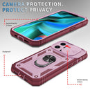Sliding Camera Cover Design TPU + PC Protective Case with 360 Degree Rotating Holder & Card Slot For iPhone 13 Pro Max(Pink+Dark Red)