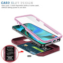 Sliding Camera Cover Design TPU + PC Protective Case with 360 Degree Rotating Holder & Card Slot For iPhone 13 Pro Max(Pink+Dark Red)