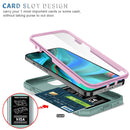 Sliding Camera Cover Design TPU + PC Protective Case with 360 Degree Rotating Holder & Card Slot For iPhone 13 Pro Max(Pink+Green)