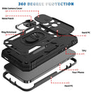 Sliding Camera Cover Design TPU + PC Protective Case with 360 Degree Rotating Holder & Card Slot For iPhone 13 Pro Max(Black+Black)