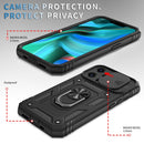 Sliding Camera Cover Design TPU + PC Protective Case with 360 Degree Rotating Holder & Card Slot For iPhone 13 Pro Max(Black+Black)