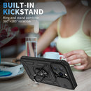 Sliding Camera Cover Design TPU + PC Protective Case with 360 Degree Rotating Holder & Card Slot For iPhone 13 Pro Max(Black+Black)