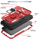 Sliding Camera Cover Design TPU + PC Protective Case with 360 Degree Rotating Holder & Card Slot For iPhone 13 Pro Max(Red+Black)