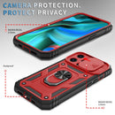 Sliding Camera Cover Design TPU + PC Protective Case with 360 Degree Rotating Holder & Card Slot For iPhone 13 Pro Max(Red+Black)