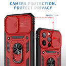 Sliding Camera Cover Design TPU + PC Protective Case with 360 Degree Rotating Holder & Card Slot For iPhone 13 Pro Max(Red+Black)