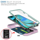 Sliding Camera Cover Design TPU + PC Protective Case with 360 Degree Rotating Holder & Card Slot For iPhone 13 Pro Max(Grey Green+Pink)