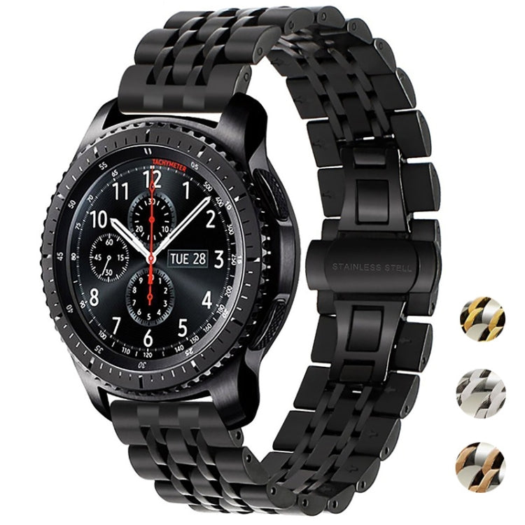 22mm Men Version Seven-beads Steel Watch Band(Black)