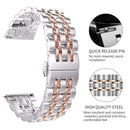 22mm Men Version Seven-beads Steel Watch Band(Black Gold)